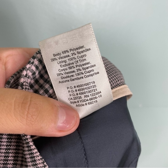 Aritzia Wilfred‎ Tie Front Pants Belted Trousers Plaid Black Pink Sz 8 - Picture 6 of 6